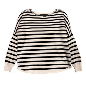 French Connection Black and White Striped Sweater Drop Shoulder